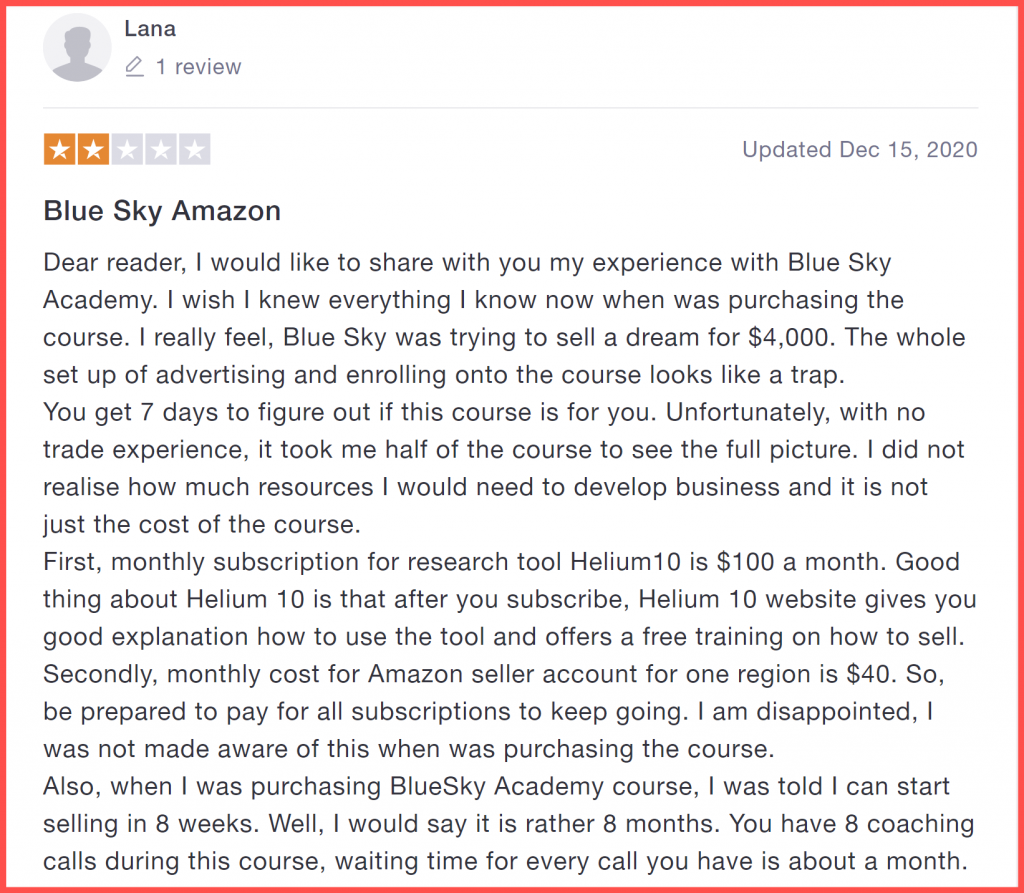 Blue Sky Amazon Real Reviews 2