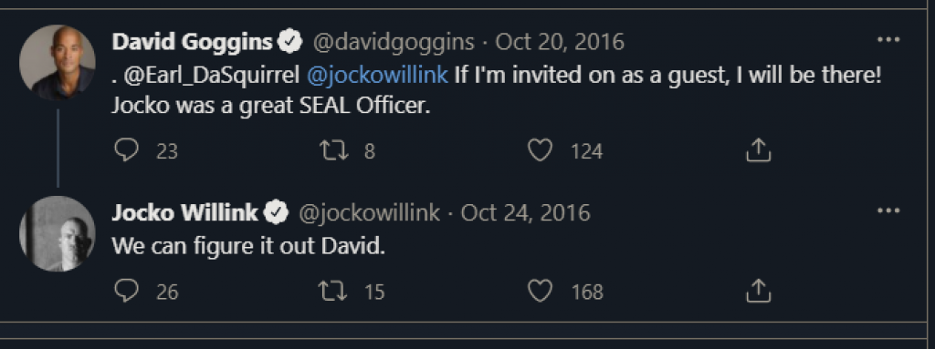 Jocko Willink David Goggins Twitter conversation