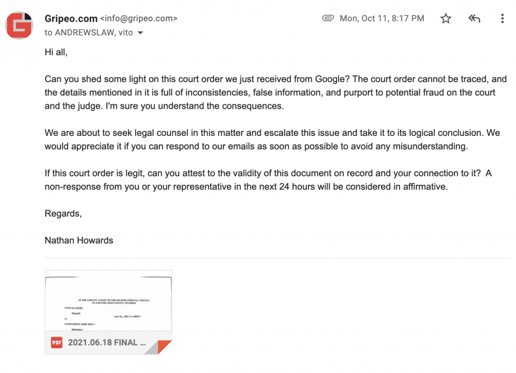 Email to Vito and AndrewsLaw
