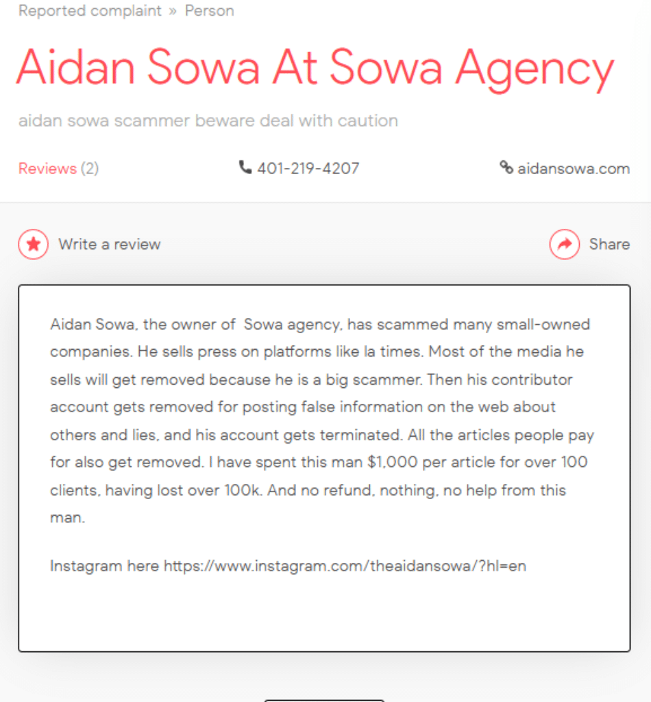 Sowa Marketing Agency reviews