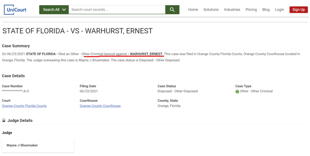 Ernest Warhust lawsuit